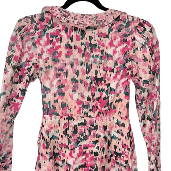 Rococo Sand Mimi Wrap Dress Pink Long Sleeve Mini Ruffle XS - Picture 9 of 10